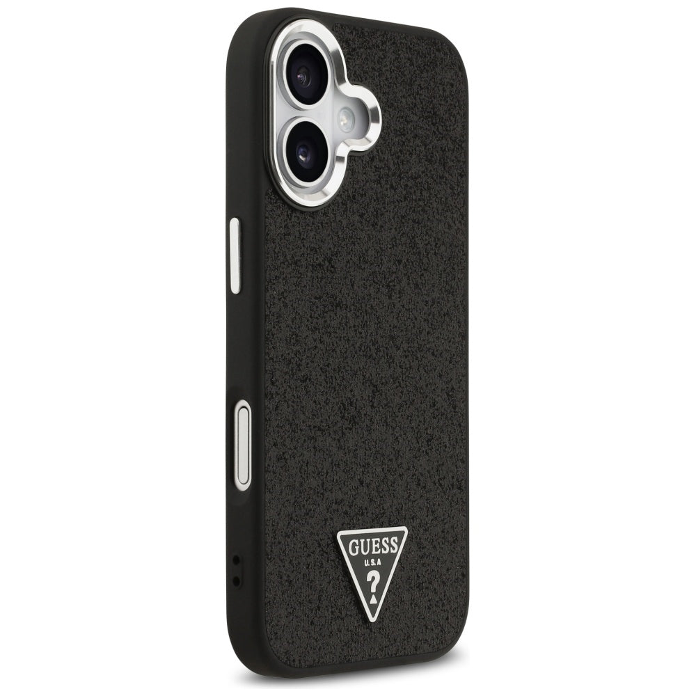 Husa de protectie Guess Glitter Triangle Logo MagSafe (GUHMP17SPFGTSCMK) compatibil cu iPhone 17, Negru