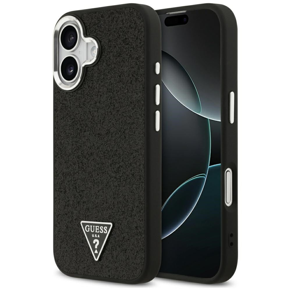 Husa de protectie Guess Glitter Triangle Logo MagSafe (GUHMP17SPFGTSCMK) compatibil cu iPhone 17, Negru