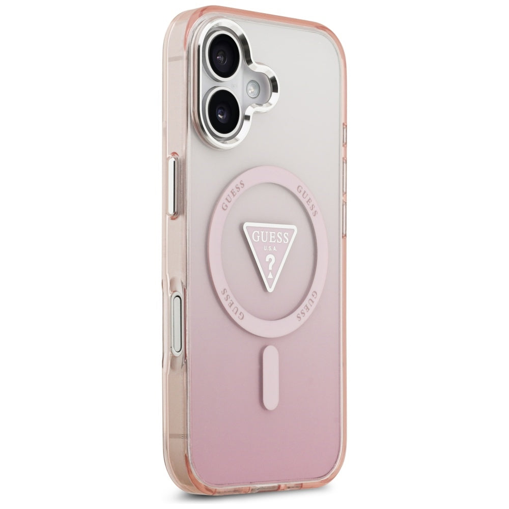 Husa de protectie Guess IML Gradient Triangle Logo MagSafe (GUHMP17SHGTMLCGP) compatibil cu iPhone 17, Roz