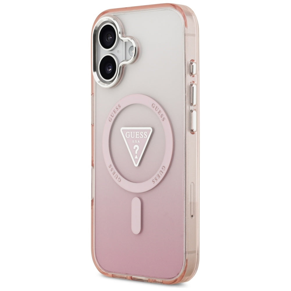 Husa de protectie Guess IML Gradient Triangle Logo MagSafe (GUHMP17SHGTMLCGP) compatibil cu iPhone 17, Roz