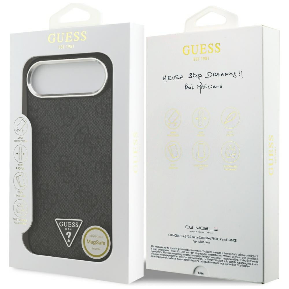 Husa de protectie Guess Hardcase 4G Triangle Logo MagSafe (GUHMP17MP4TSRCMK) compatibil cu iPhone 17 Air, Negru