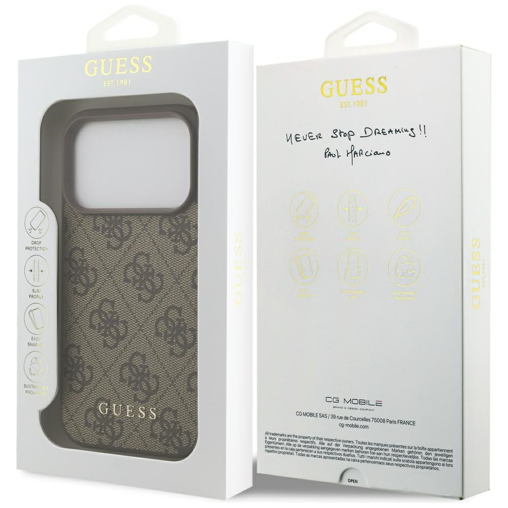 Husa de protectie Guess Hardcase 4G Classic compatibil cu iPhone 17 Pro, Maro