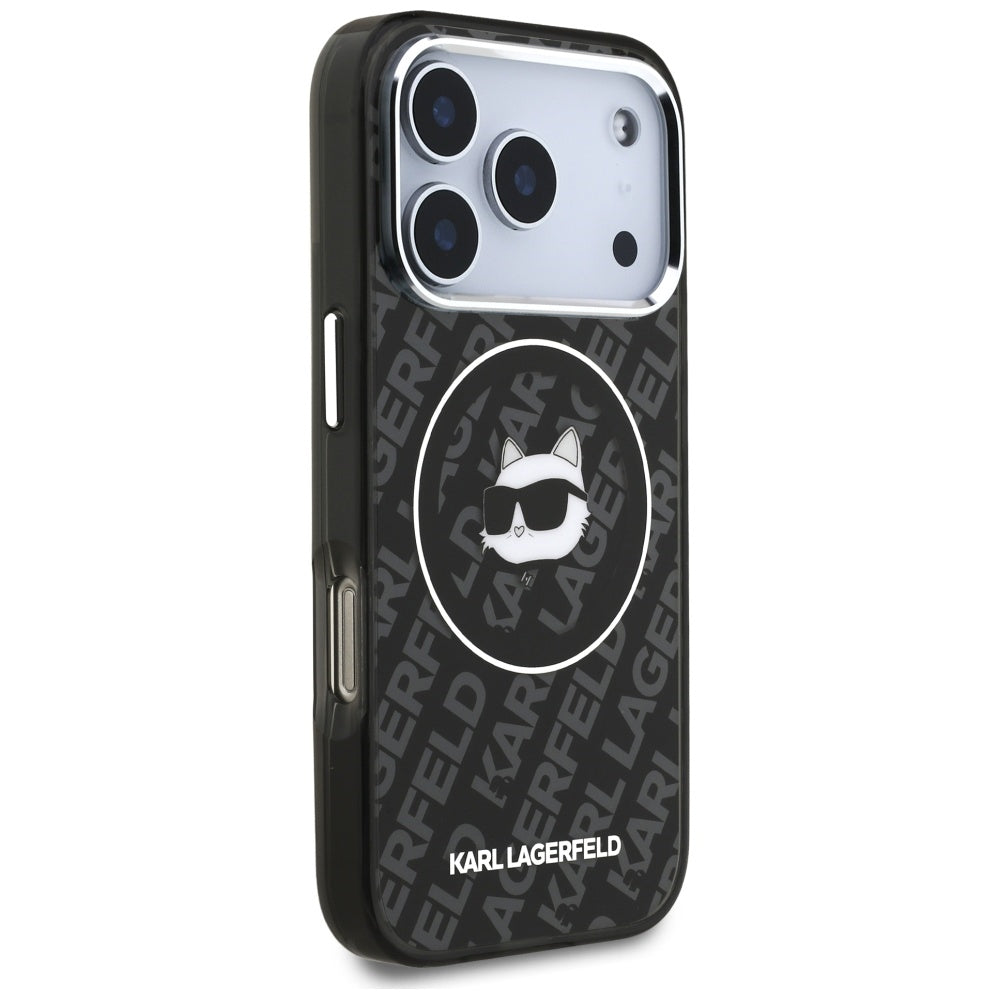 Husa de protectie Karl Lagerfeld IML MagSafe (KLHMP17LHMKBCHOK) compatibil cu iPhone 17 Pro, Negru Choupette`S Head