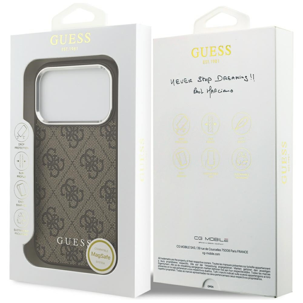 Husa de protectie Guess Hardcase 4G Classic Logo MagSafe (GUHMP17LP4GSSMCW) compatibil cu iPhone 17 Pro, Maro