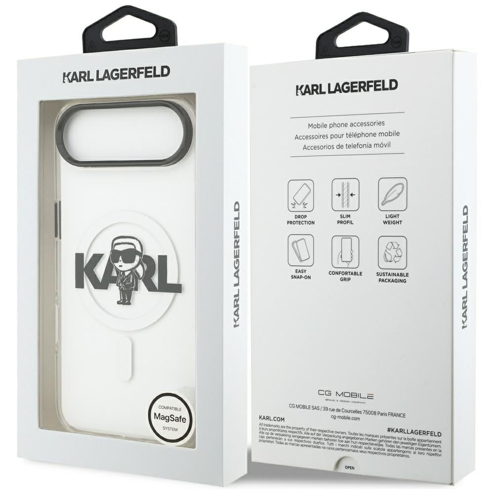 Husa de protectie Karl Lagerfeld IML MagSafe Sketch Logo (KLHMP17MHGKIGKBT) compatibil cu iPhone 17 Air, Transparent Karl