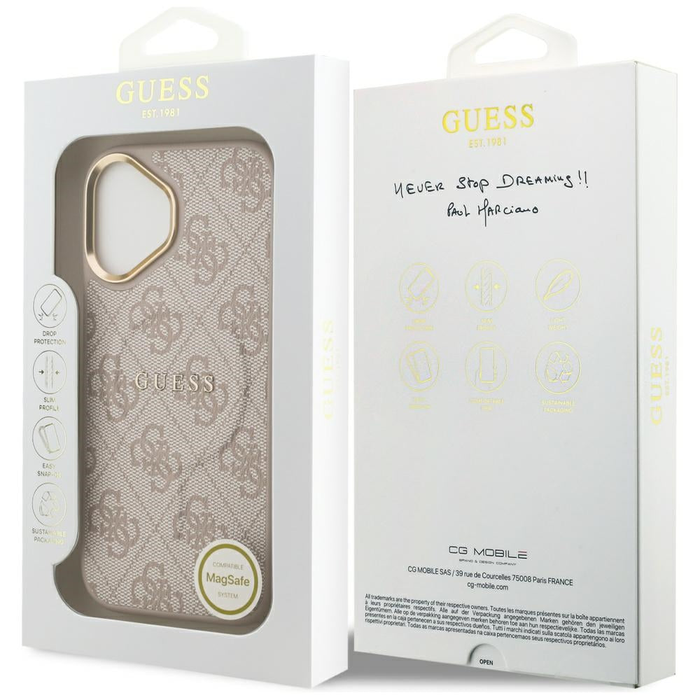Husa de protectie Guess Hardcase 4G Classic MagSafe (GUHMP17SP4MSEGCP) compatibil cu iPhone 17, Roz