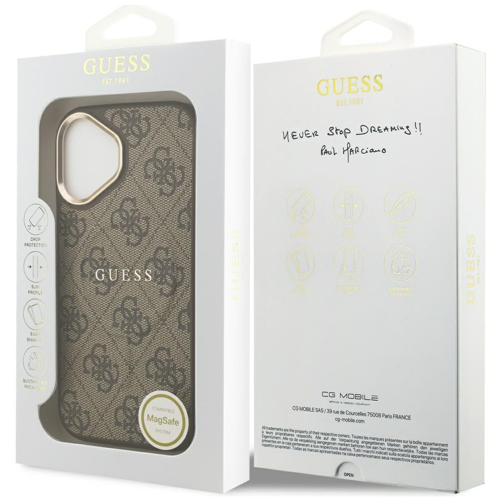 Husa de protectie Guess Hardcase 4G Classic MagSafe (GUHMP17SP4MSEGCW) compatibil cu iPhone 17, Maro
