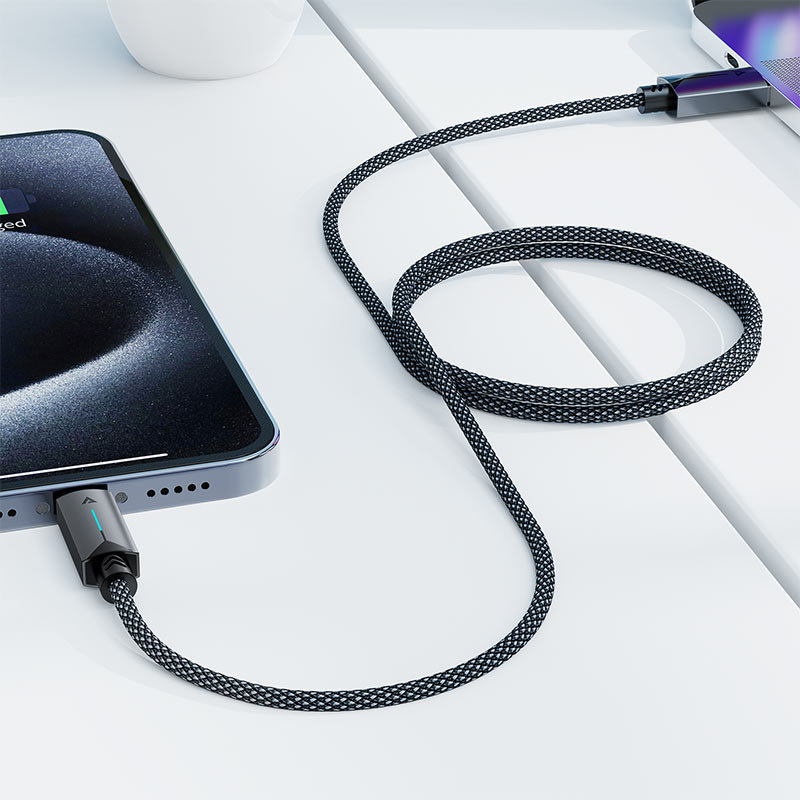Cablu Acefast (C19-04), USB to Type-C, Fast Charging, 3A, Bend-Resistant, Nylon Braid, 1.2m, Negru
