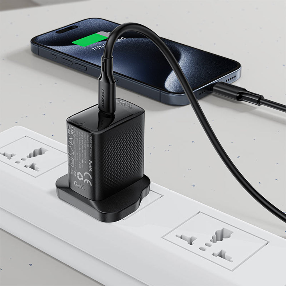 Cablu Acefast (C17-03), Type-C to Type-C, Fast Charging, 60W, 3A, Bend-Resistant, Soft Silicone, 1.2m, Negru