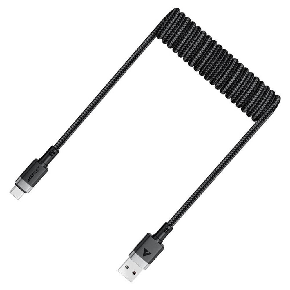 Cablu Acefast (C14-04), Fast Charging, USB to Type-C, Spring Design, 3A, Bend-Resistant, 1.2m, Negru