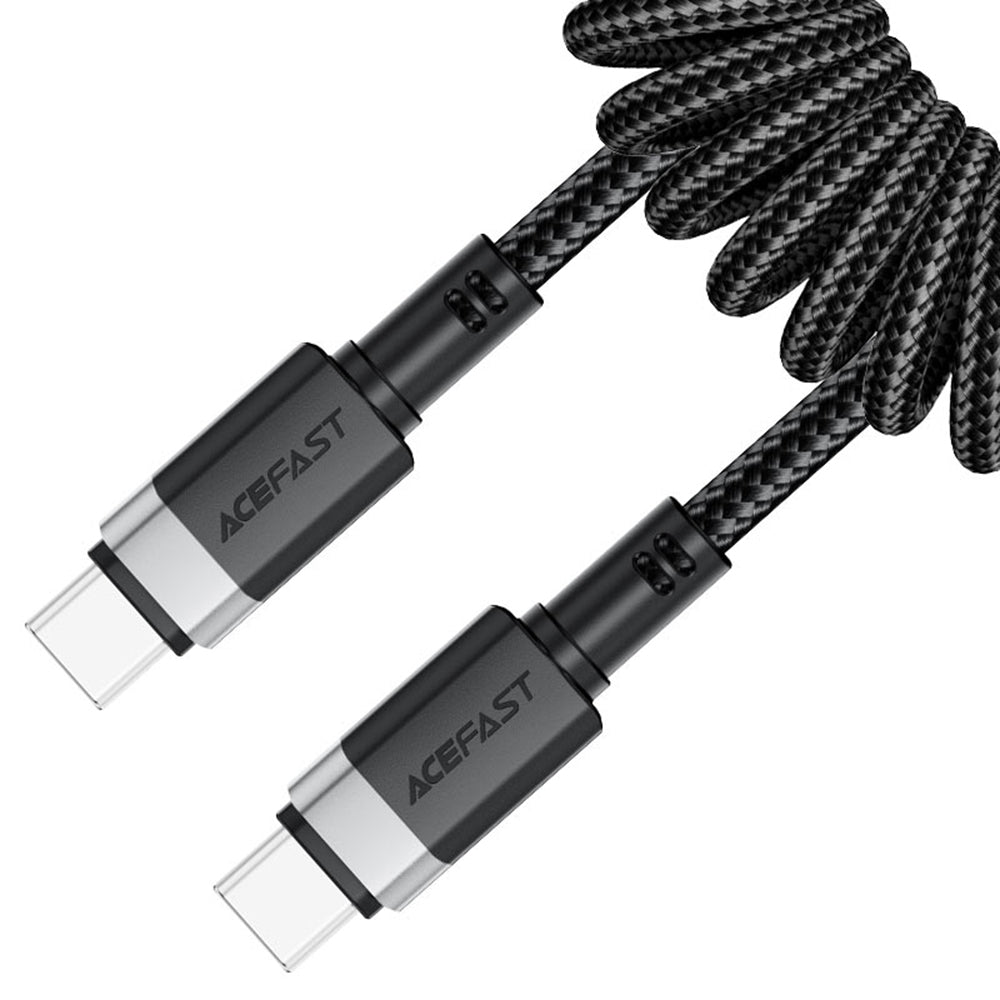 Cablu Acefast (C14-03), Fast Charging, Type-C to Type-C, Spring Design, 60W, 3A, Bend-Resistant, 1.2m, Negru