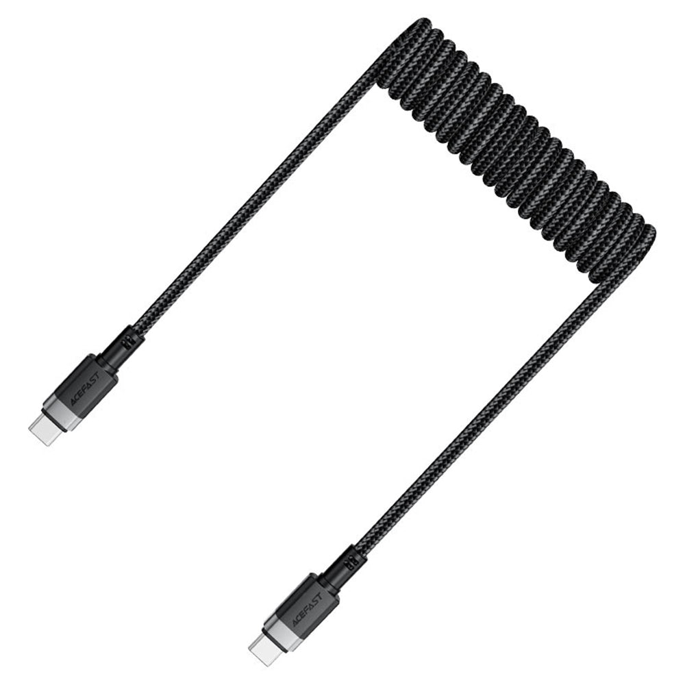Cablu Acefast (C14-03), Fast Charging, Type-C to Type-C, Spring Design, 60W, 3A, Bend-Resistant, 1.2m, Negru