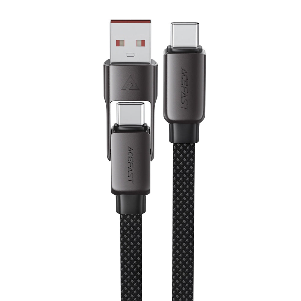 Cablu Acefast (C13-04), Fast Charge, Type-C to USB, Type-C, 60W, 3A, Bend-Resistant, Zinc Alloy, 1.2m, Negru
