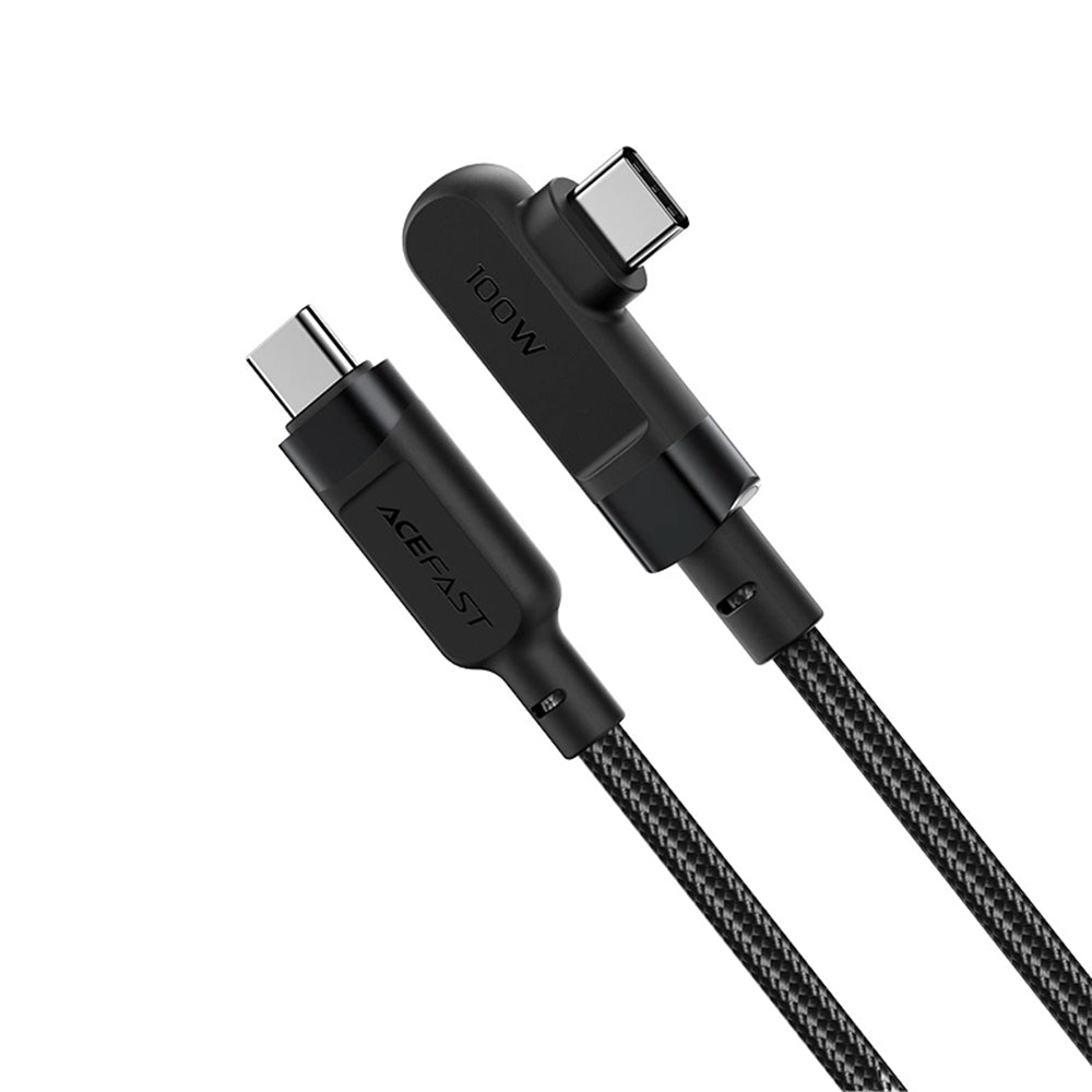 Cablu Acefast (C5-03), Fast Charging, Type-C to Type-C, 100W, 5A, Right Angle Design, Nylon Braid, 2m, Negru