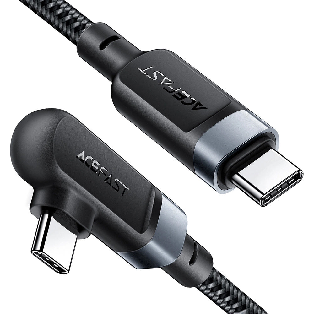 Cablu Acefast (C5-03), Fast Charging, Type-C to Type-C, 100W, 5A, Right Angle Design, Nylon Braid, 2m, Negru