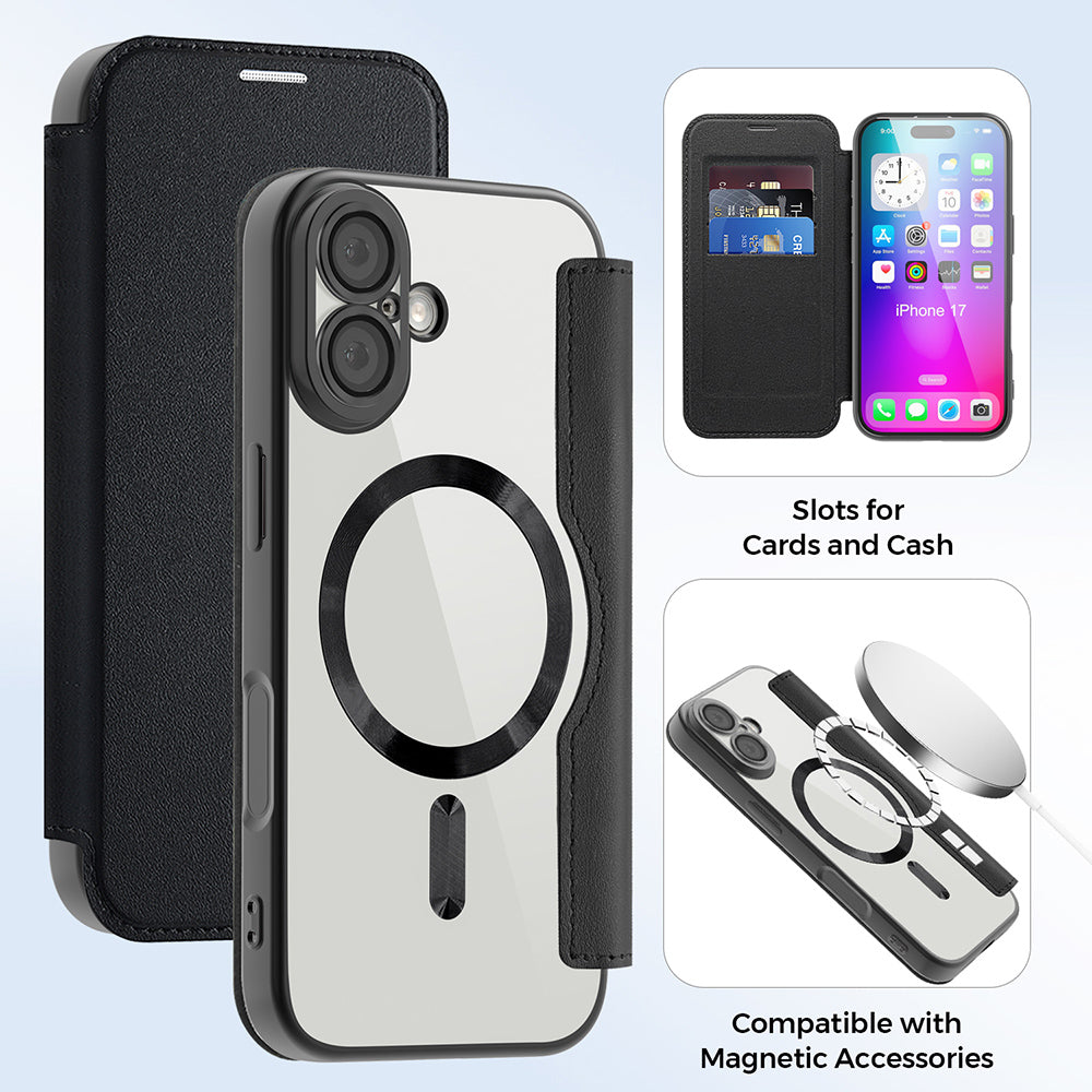 Husa de protectie Techsuit SmartMag Book compatibil cu iPhone 17, Negru