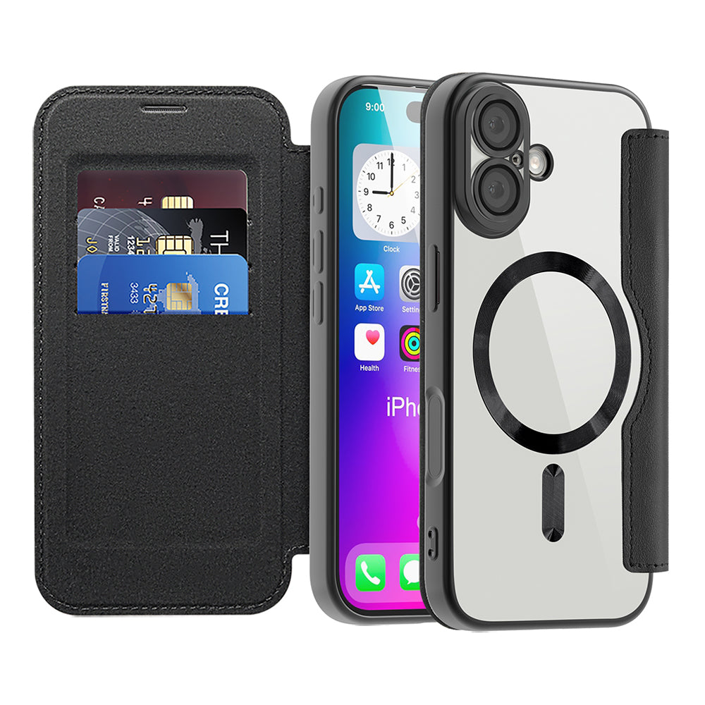 Husa de protectie Techsuit SmartMag Book compatibil cu iPhone 17, Negru