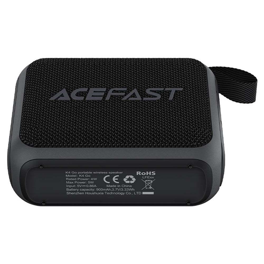 Casti Acefast Wireless Speaker Go (K4), Bluetooth 5.4, Portable, 5W Full-range Speaker, Waterproof IPX7, Type-C, 900mAh, Negru