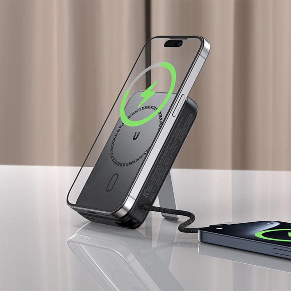 Baterie externa Acefast Magnetic Wireless (M24-10000), with Type-C Cable, Holder, USB-C Port, 10000mAh, 22.5W, LED, Metal Gray
