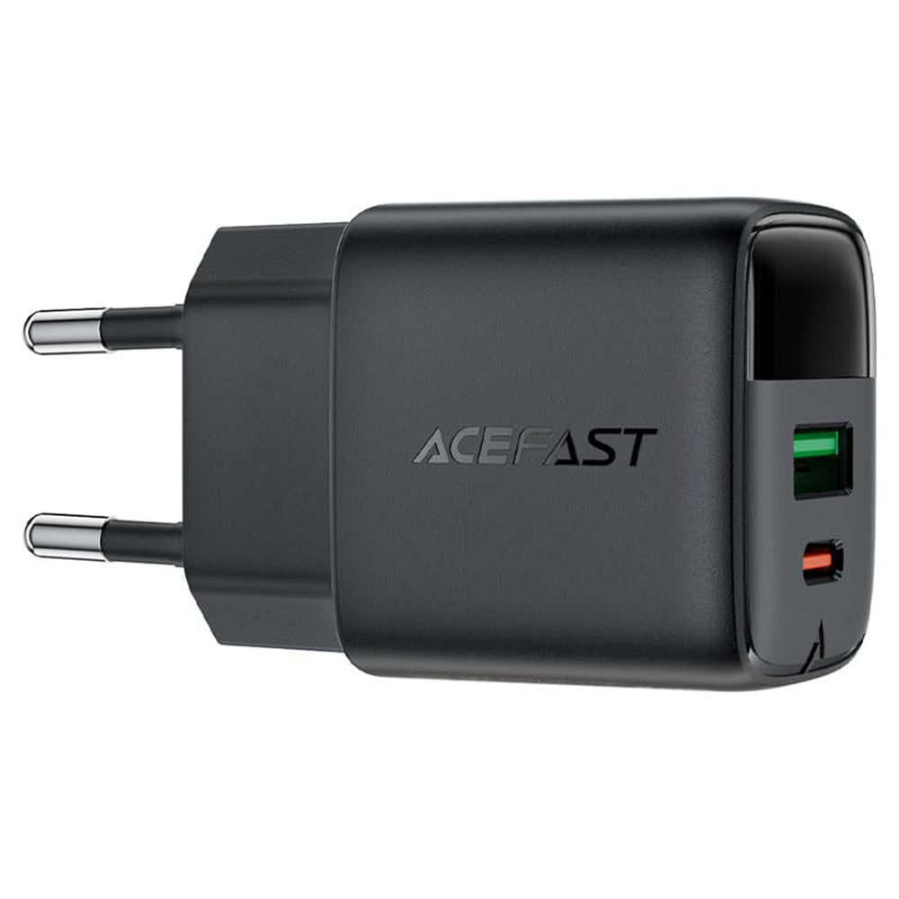 Incarcator Acefast (A114), with Digital Display, Fast Charging, GaN, USB, Type-C, PD25W, 5V/3A, Negru