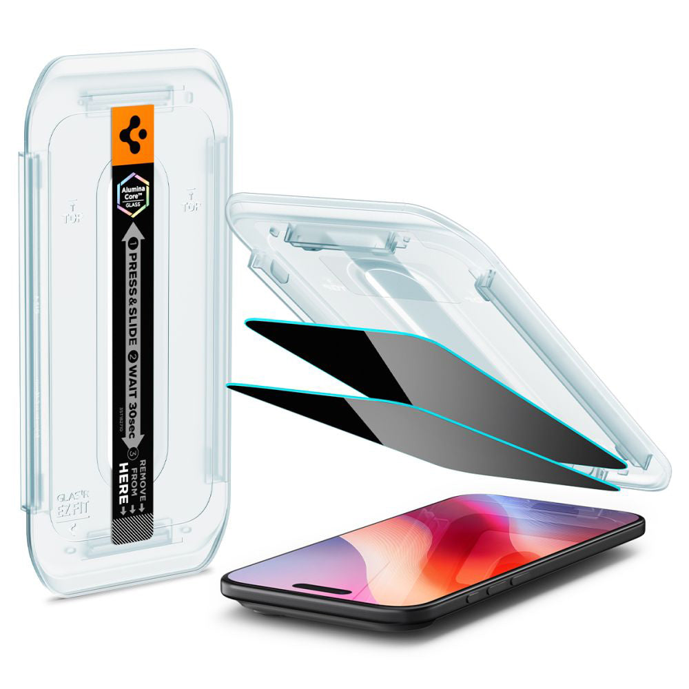 Folie de protectie Spigen (set de 2) Glas.tR EZ-FIT (AGL09862) compatibil cu iPhone 17 Air, Privacy