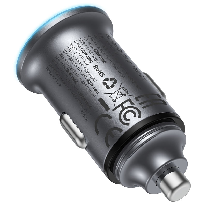 Incarcator Acefast Car (B15), Fast Charge, USB, Type-C, 65W, Aluminium Alloy, Metal Gray
