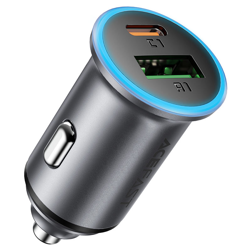 Incarcator Acefast Car (B15), Fast Charge, USB, Type-C, 65W, Aluminium Alloy, Metal Gray