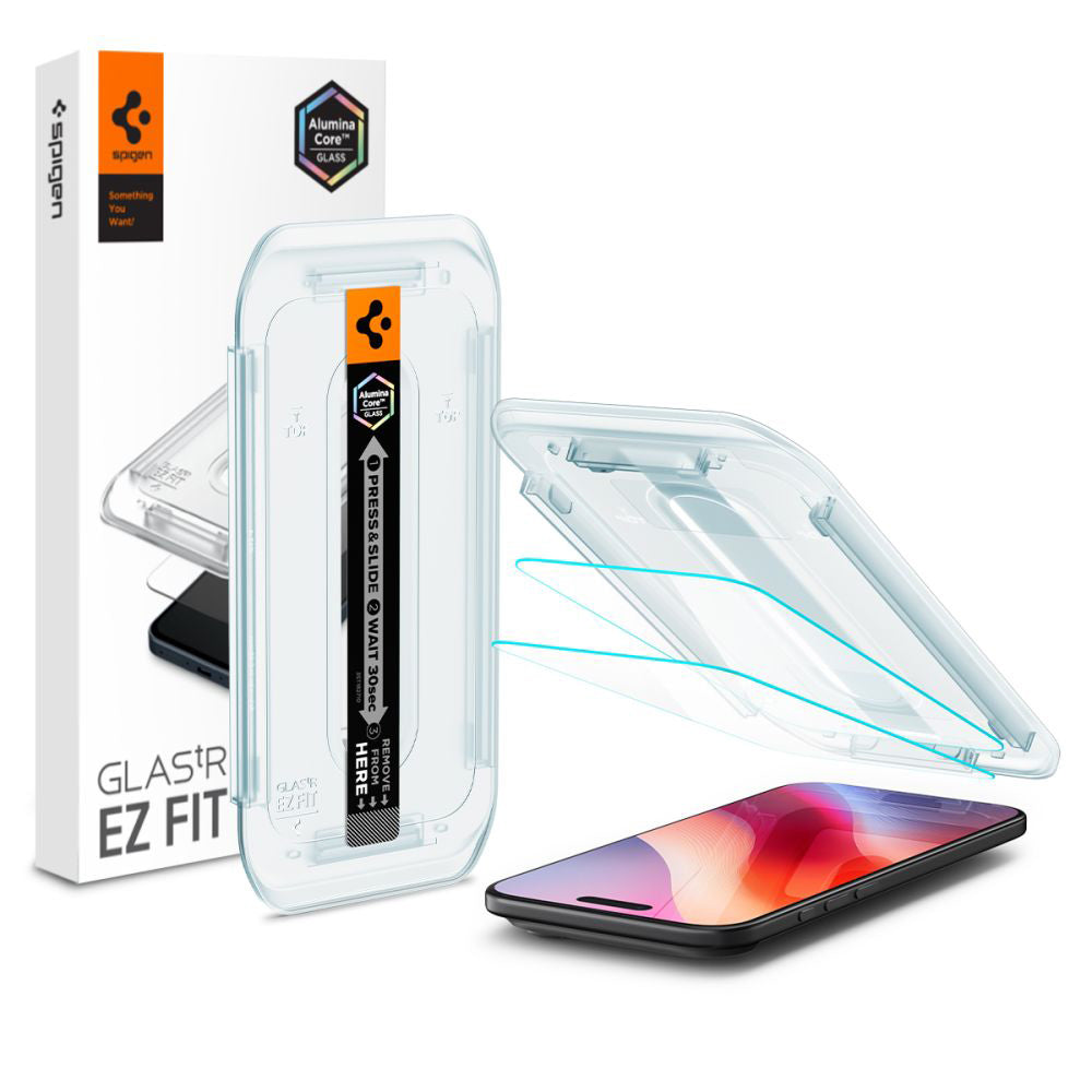 Folie de protectie Spigen (set de 2) Glas.tR EZ-FIT (AGL09861) compatibil cu iPhone 17 Air, Transparent