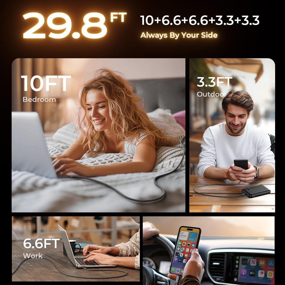 Cablu Lisen (set de 5) (YL0123070010), Type-C, 60W, 480Mbps, Fast Charging, Braided, 1m/1m/2m/2m/3m, Negru