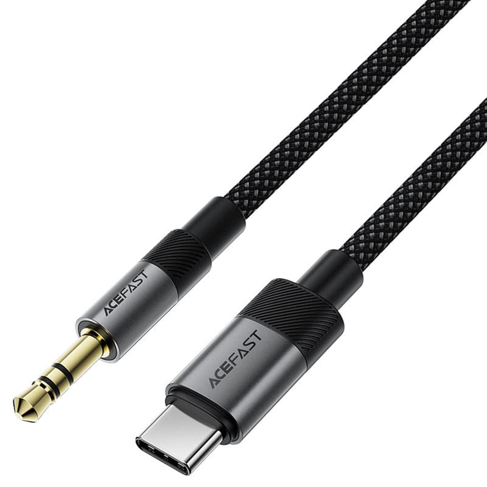 Adaptor Acefast Audio Cable (J11), Mini Jack 3.5mm to Type-C, Aluminum + Nylon Braided, Hi-Fi Sound, Plug & Play, 1m, Negru