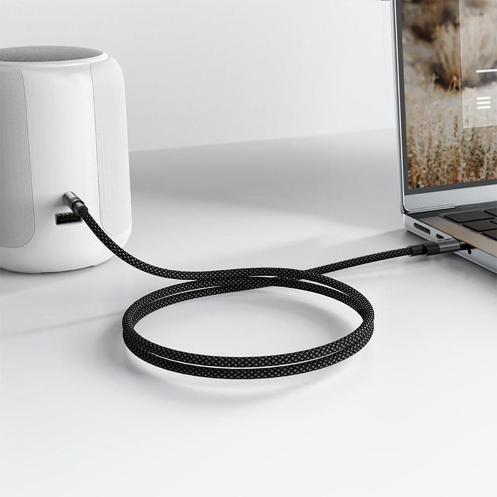 Adaptor Acefast Audio Cable (J11), Mini Jack 3.5mm to Type-C, Aluminum + Nylon Braided, Hi-Fi Sound, Plug & Play, 1m, Negru