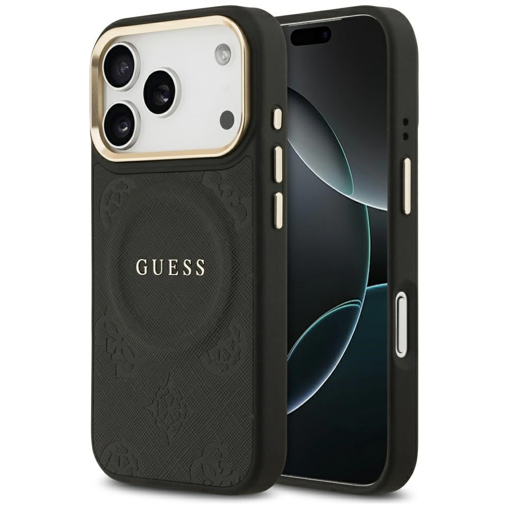 Husa de protectie Guess Peony Hot Stamp MagSafe (GUHMP17LPSAMSECK) compatibil cu iPhone 17 Pro, Negru