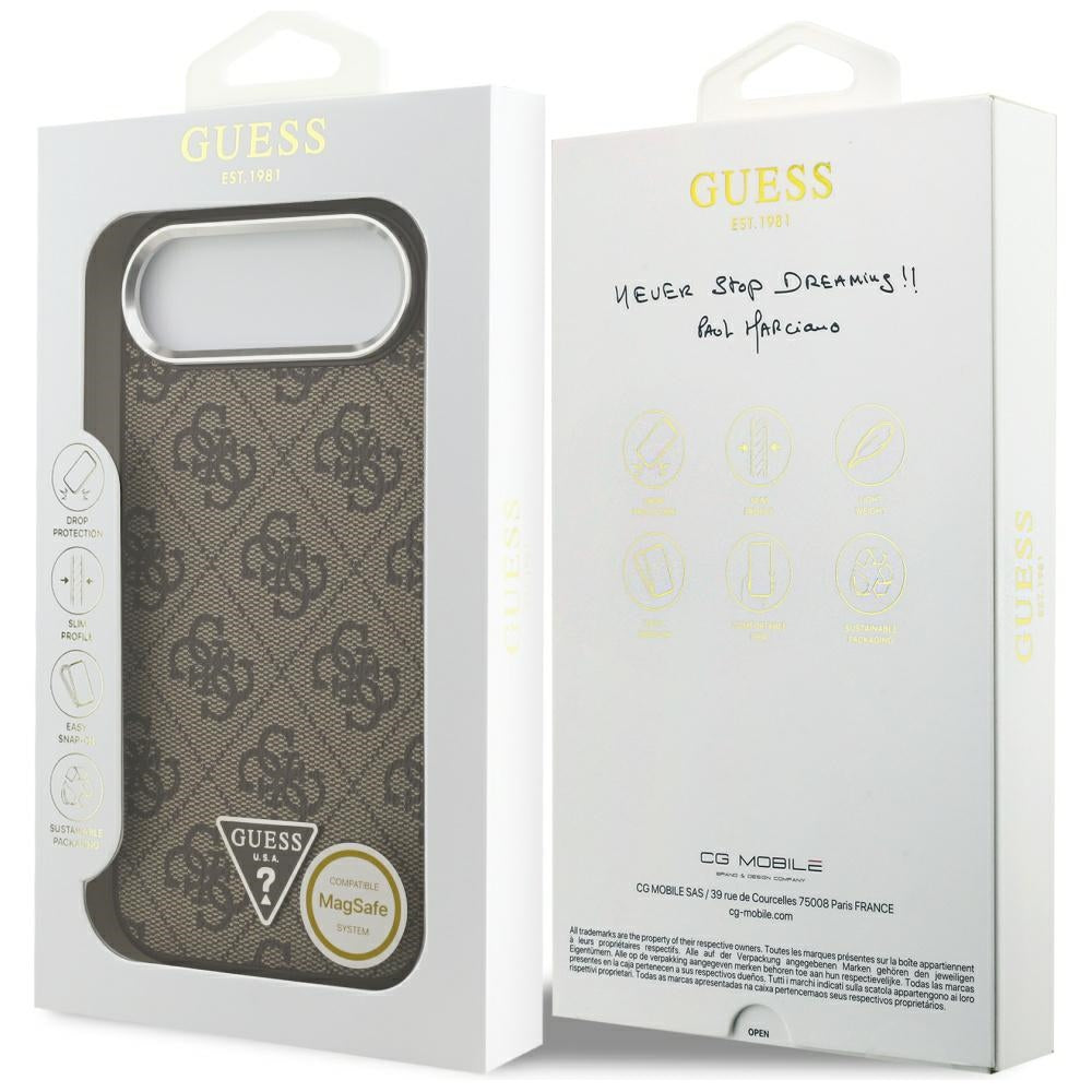 Husa de protectie Guess Hardcase 4G Triangle Logo MagSafe (GUHMP17MP4TSRCMW) compatibil cu iPhone 17 Air, Maro