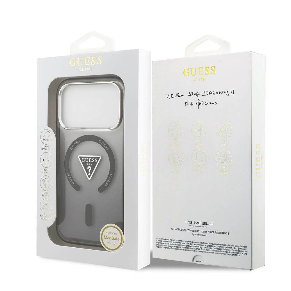 Husa de protectie Guess IML Gradient Triangle Logo MagSafe (GUHMP17XHGTMLCGK) compatibil cu iPhone 17 Pro Max, Negru