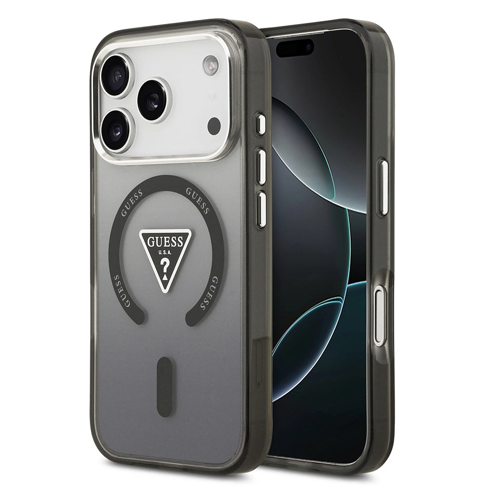 Husa de protectie Guess IML Gradient Triangle Logo MagSafe (GUHMP17LHGTMLCGK) compatibil cu iPhone 17 Pro, Negru