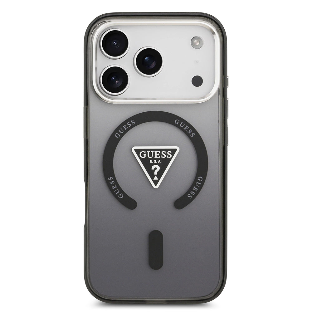 Husa de protectie Guess IML Gradient Triangle Logo MagSafe (GUHMP17LHGTMLCGK) compatibil cu iPhone 17 Pro, Negru