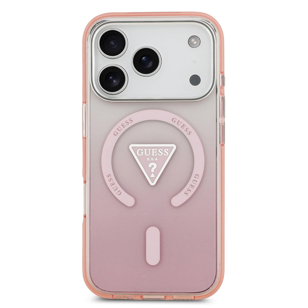 Husa de protectie Guess IML Gradient Triangle Logo MagSafe (GUHMP17LHGTMLCGP) compatibil cu iPhone 17 Pro, Roz