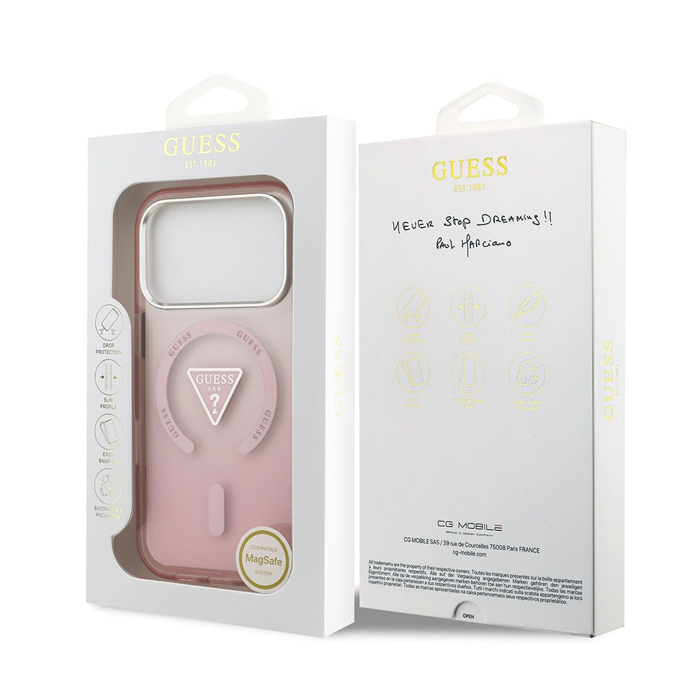 Husa de protectie Guess IML Gradient Triangle Logo MagSafe (GUHMP17LHGTMLCGP) compatibil cu iPhone 17 Pro, Roz