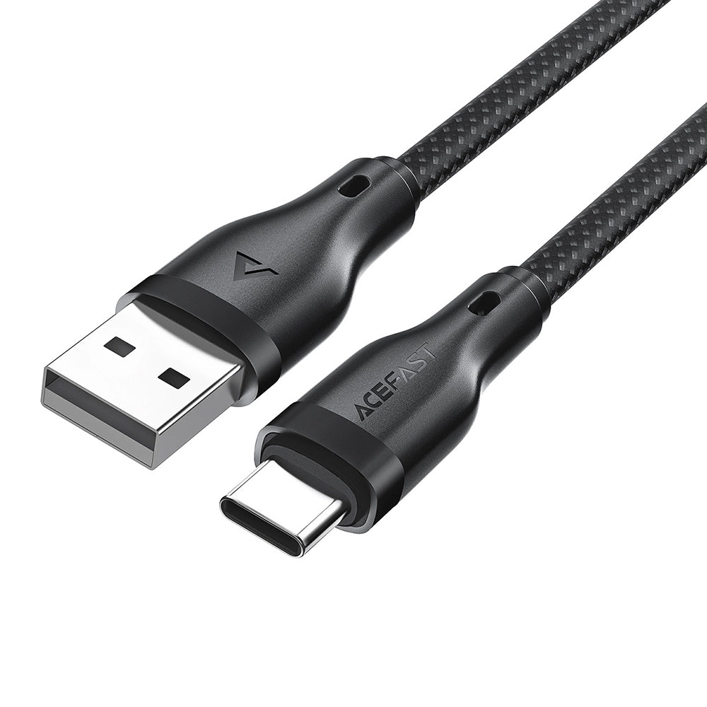 Cablu Acefast (C8-04), Fast Charging, USB to Type-C, 3A, Nylon Braided, 25.000 Bends, 1.2m, Negru