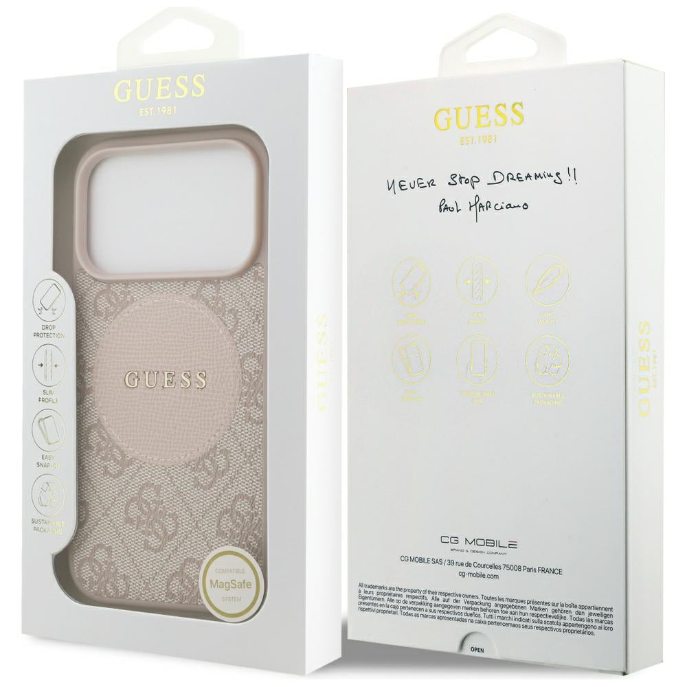 Husa de protectie Guess 4G Circle Classic Logo MagSafe (GUHMP17LP4PGRSGP) compatibil cu iPhone 17 Pro, Roz