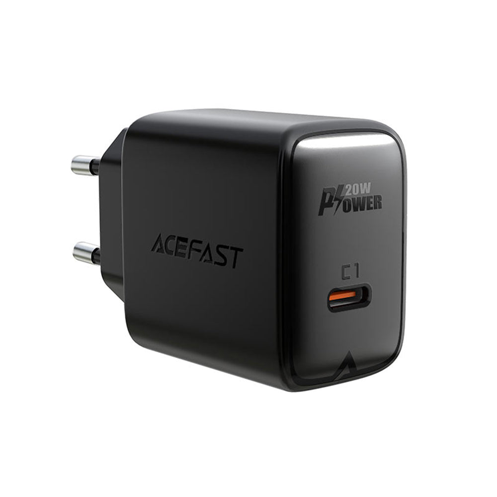 Incarcator Acefast (A1), Fast Charging, Type-C, PD20W, QC 3.0, 5V/2.4A, Smart Chip, V0 Fire Protection, Negru