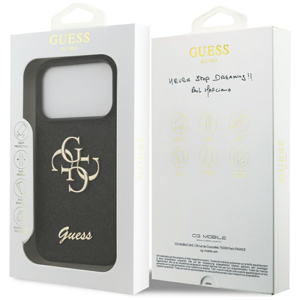 Husa de protectie Guess Fixed Glitter Big 4G (GUHCP17LHG4SGK) compatibil cu iPhone 17 Pro, Negru