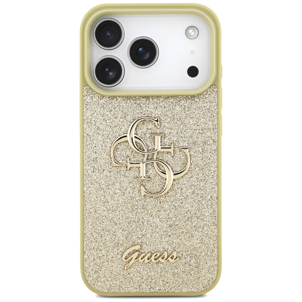Husa de protectie Guess Fixed Glitter Big 4G (GUHCP17LHG4SGD) compatibil cu iPhone 17 Pro, Auriu