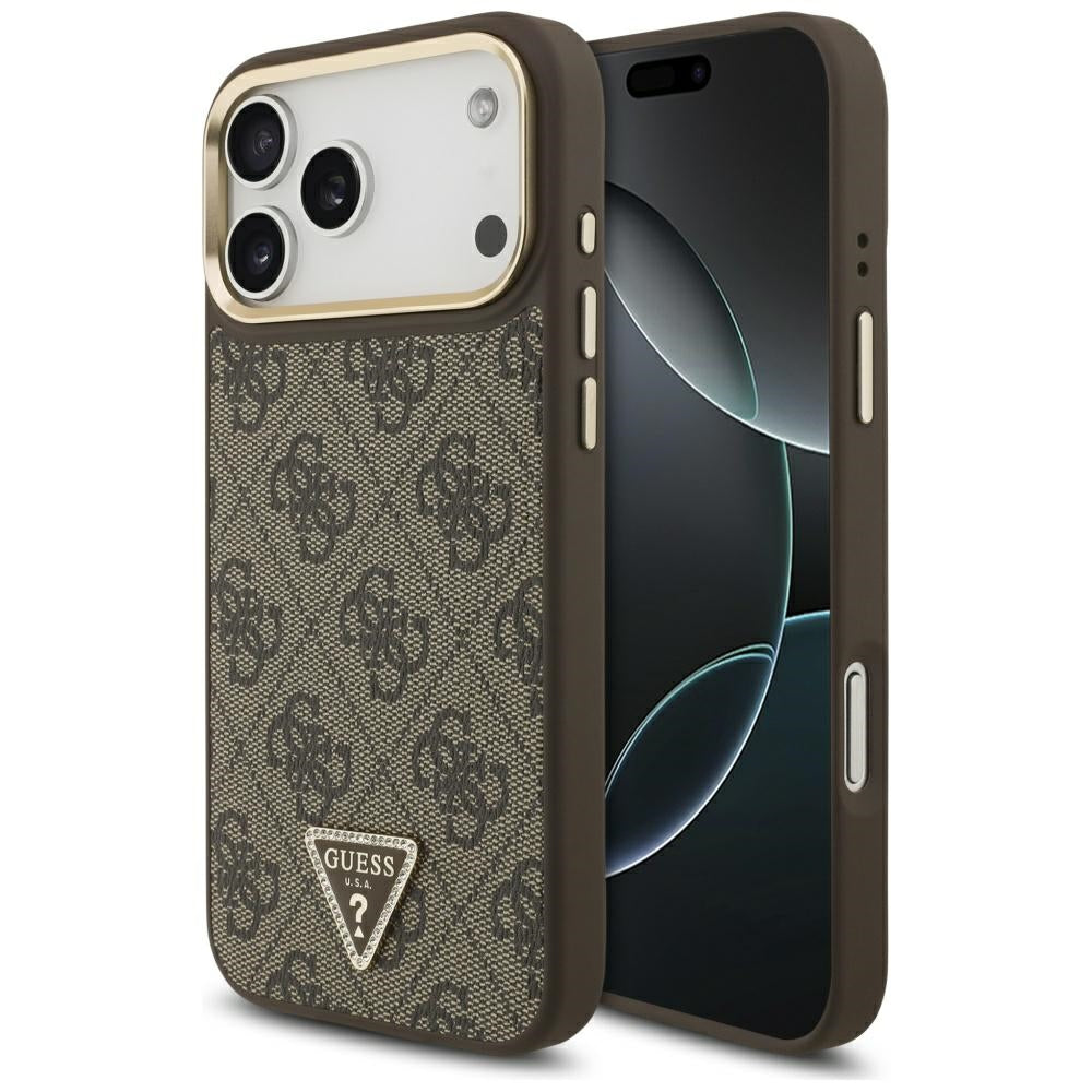 Husa de protectie Guess Hardcase 4G Triangle Logo MagSafe (GUHMP17LP4GTDGMW) compatibil cu iPhone 17 Pro, Maro