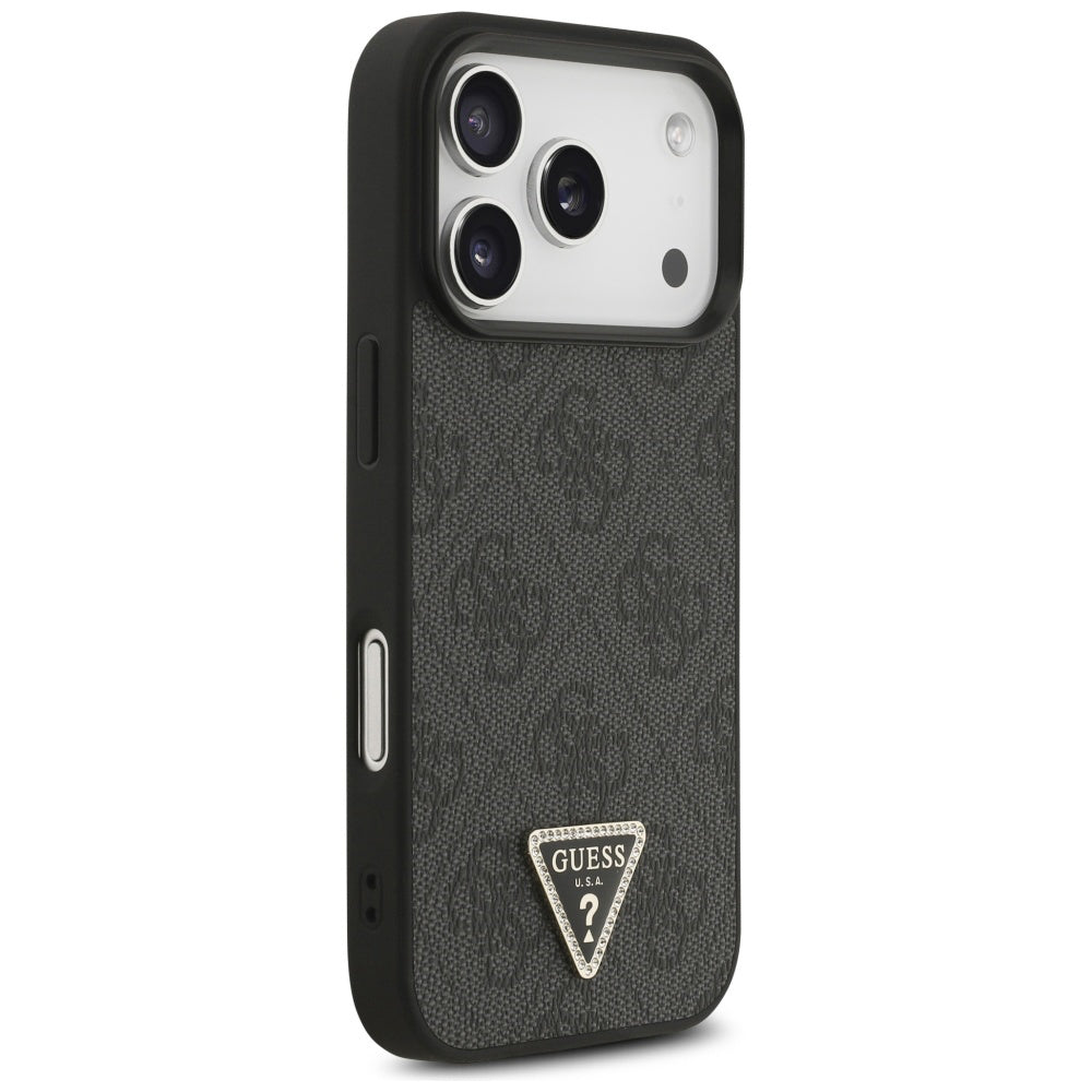 Husa de protectie Guess Leather 4G Triangle Strass MagSafe (GUHMP17LP4TDPLK) compatibil cu iPhone 17 Pro, Negru