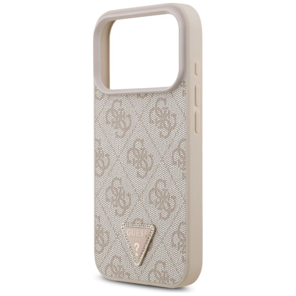 Husa de protectie Guess Leather 4G Triangle Strass MagSafe (GUHMP17LP4TDPLP) compatibil cu iPhone 17 Pro, Roz
