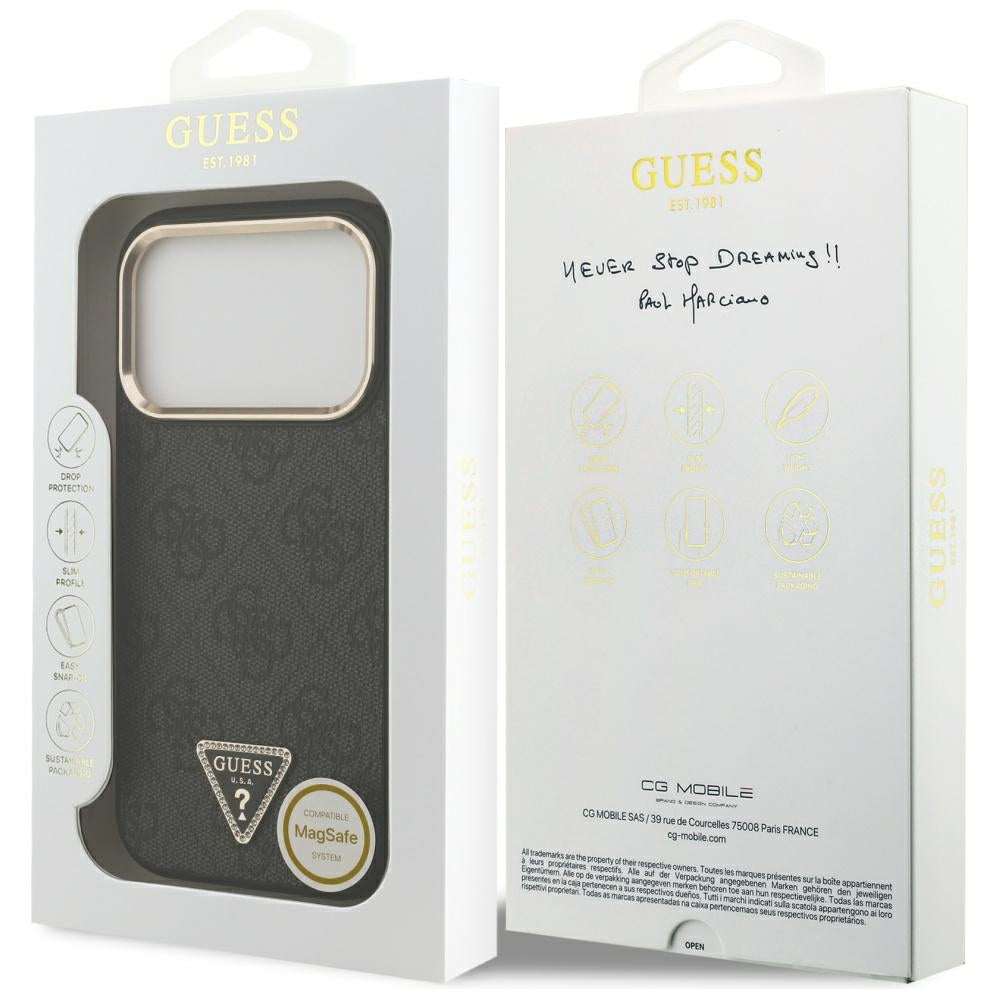 Husa de protectie Guess Hardcase 4G Triangle Logo MagSafe (GUHMP17LP4GTDGMK) compatibil cu iPhone 17 Pro, Negru