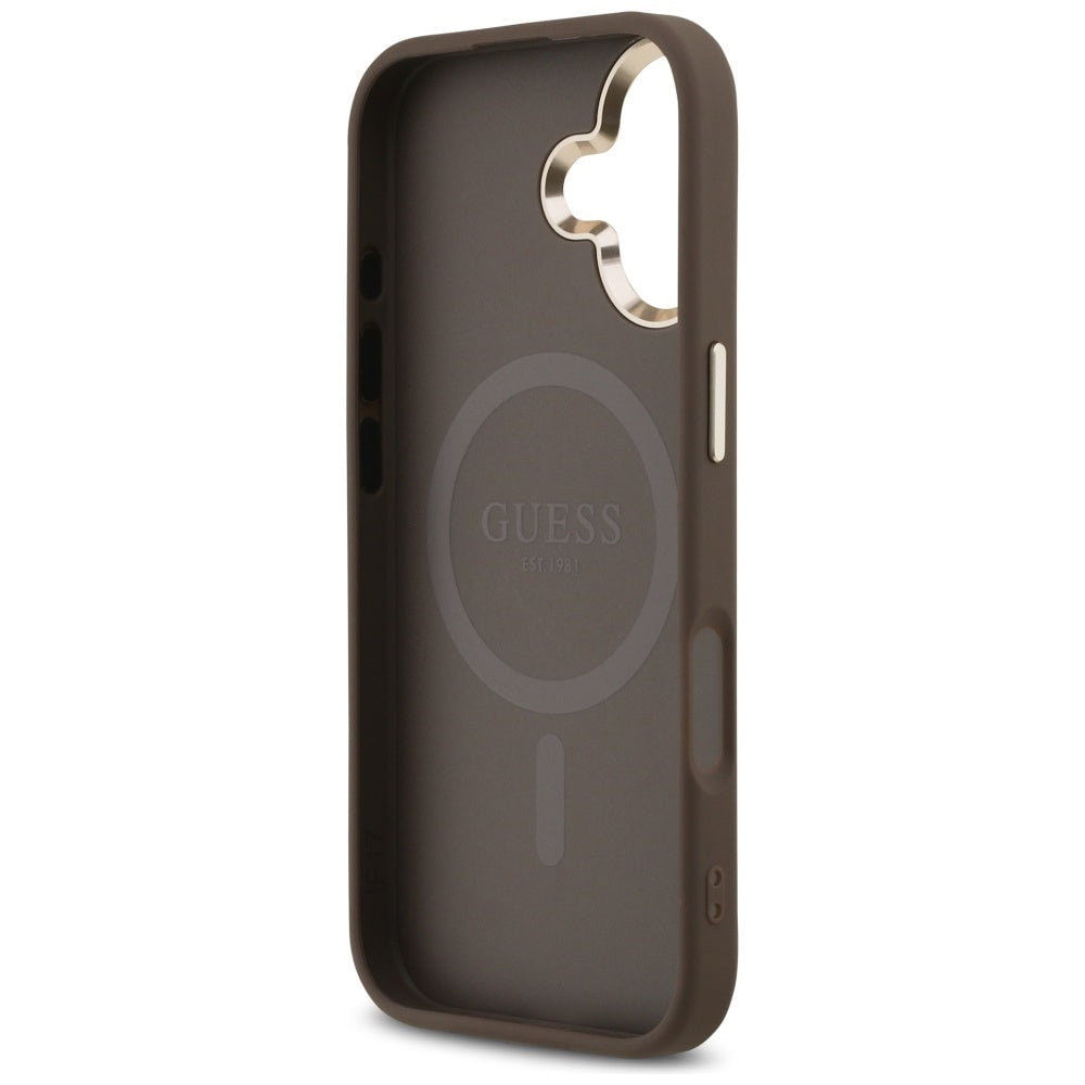 Husa de protectie Guess Hardcase 4G Triangle Logo MagSafe (GUHMP17SP4GTDGMW) compatibil cu iPhone 17, Maro