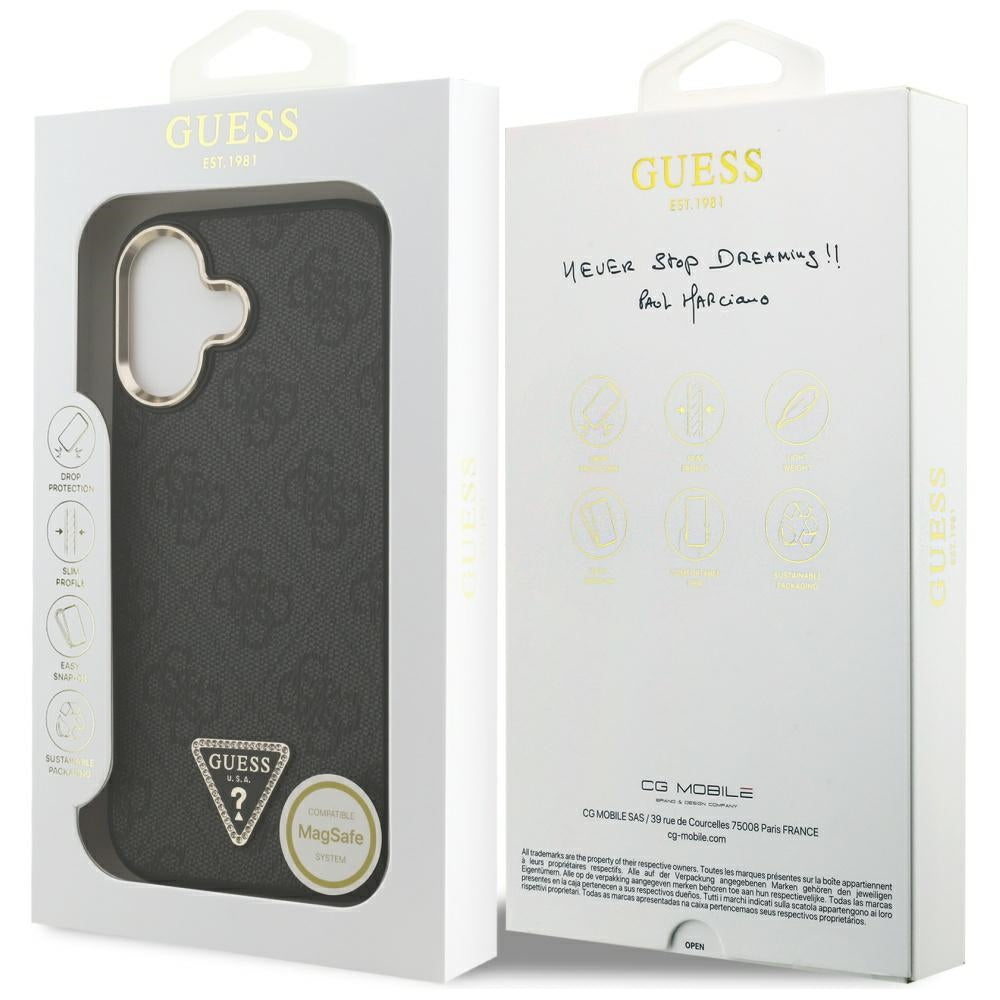 Husa de protectie Guess Hardcase 4G Triangle Logo MagSafe (GUHMP17SP4GTDGMK) compatibil cu iPhone 17, Negru