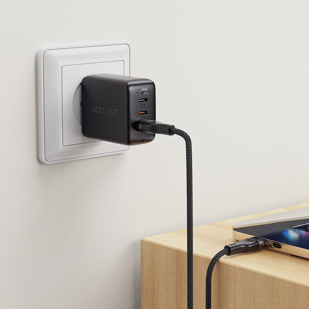 Cablu Acefast (C11-04), Magnetic Winding, Fast Charging, USB to Type-C, 3A, Adjustable Lenght, 1.2m, Negru